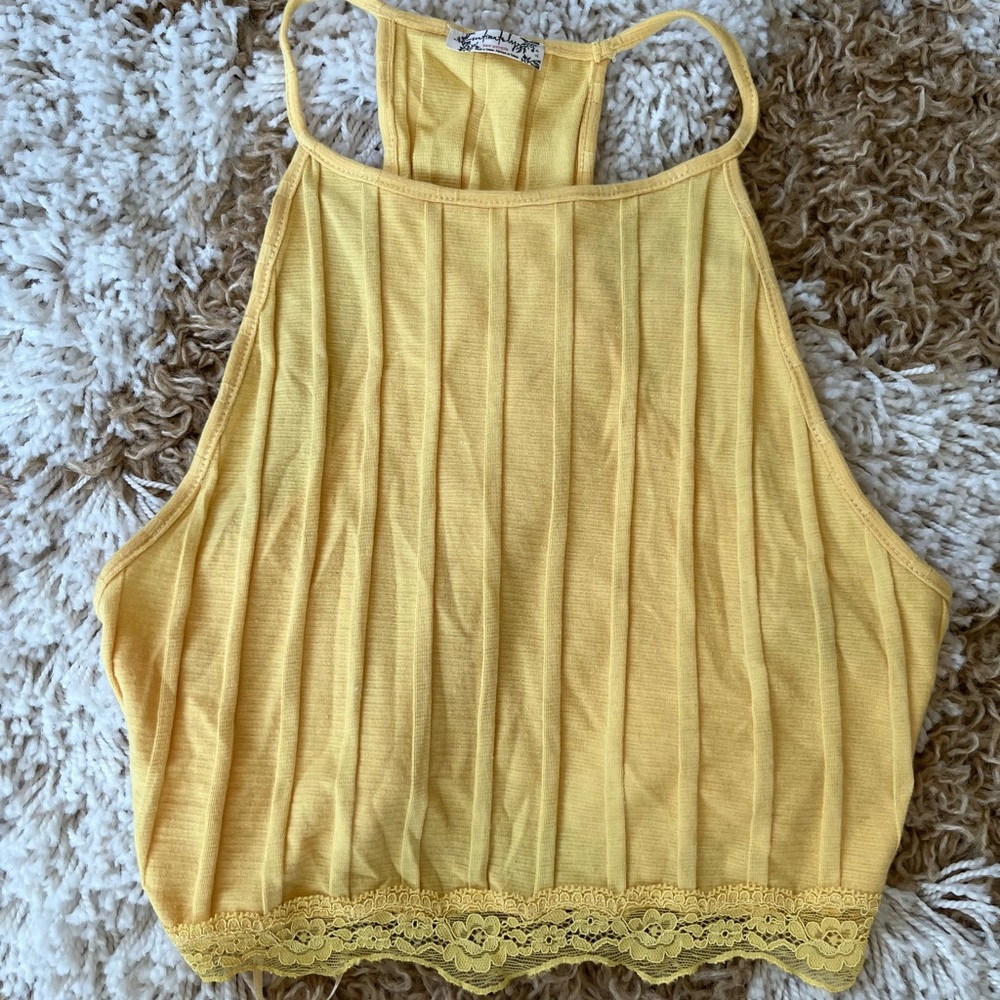 Free People Yellow Lace Camisole